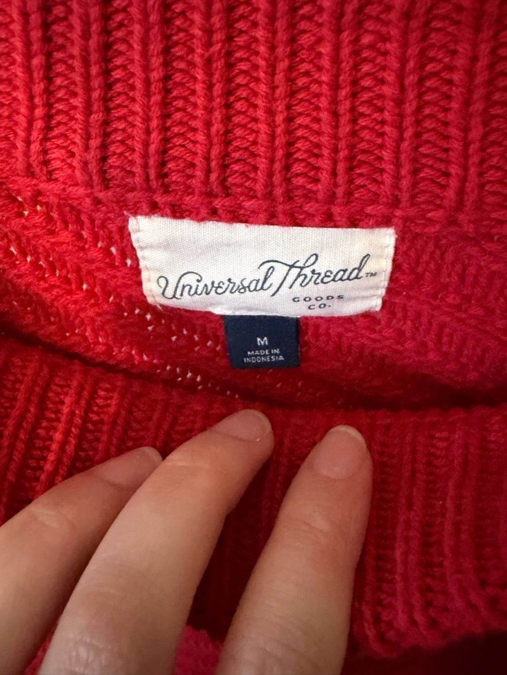 Universal Thread Bright Red Textured Crewneck Sweater - Picture 3 of 3